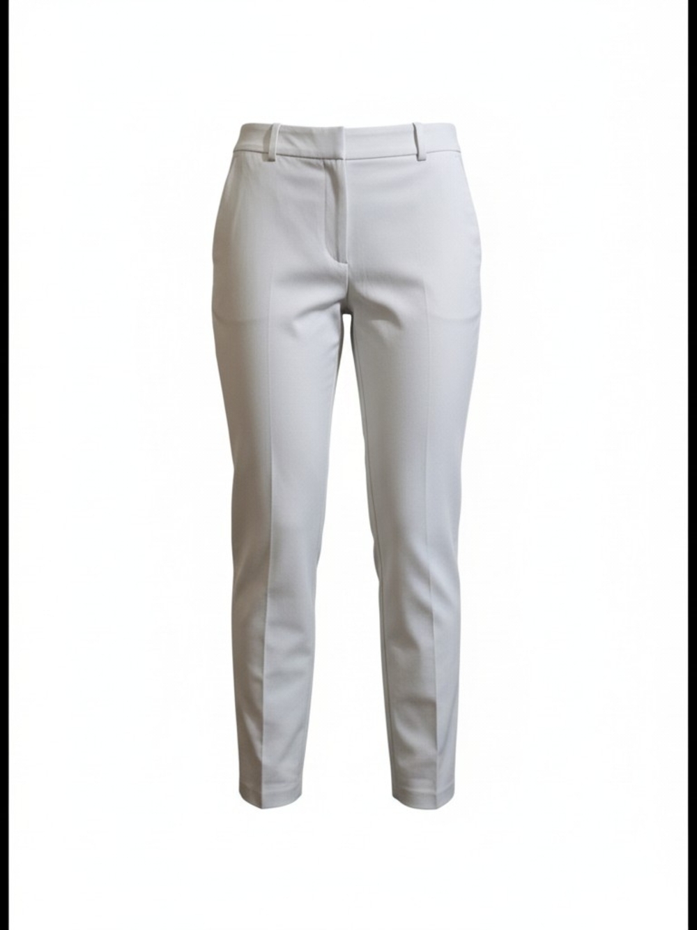H&M Women's Dress Pants Size 6 Cream Flat Front Mid Rise Pockets Straight Leg